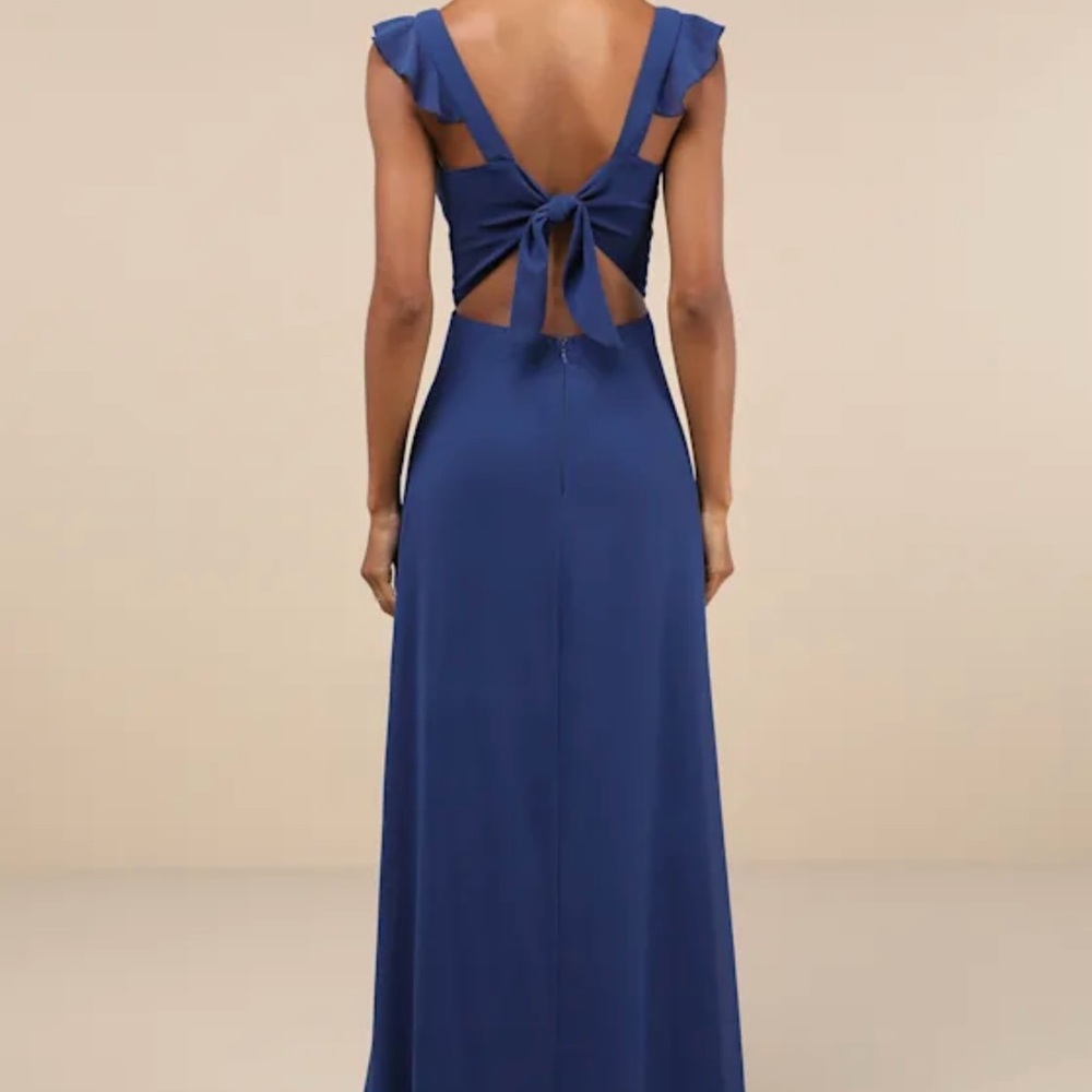 Lulu's Navy Blue Maxi Dress with Slit - Picture 3 of 10